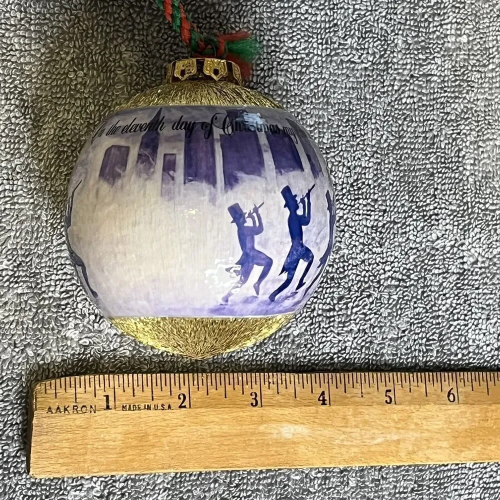 Vintage 12 Days of Christmas 11 Pipers Piping Unbreakable Wrapped Ornament Rauch